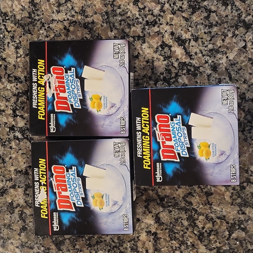 Lot of 3 Drano Disposal Strips - 8ct each new 2.8 oz clean citrus fragrance new
